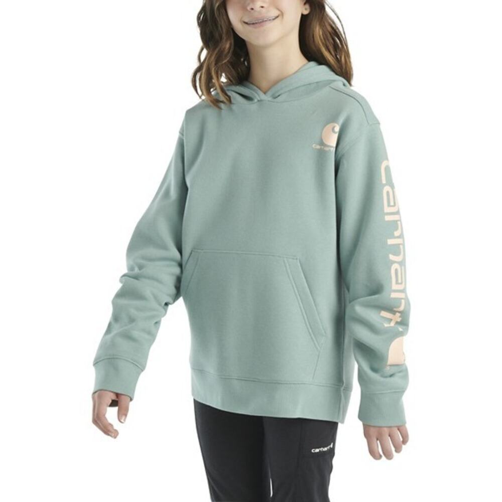 NEW! Carhartt Girls' Hoodie Fleece Pullover Sweatshirt Patina Small (8)